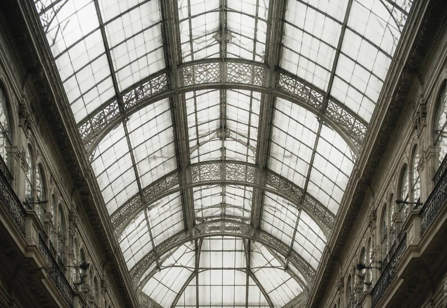 Glass and iron Victorian atrium ceiling